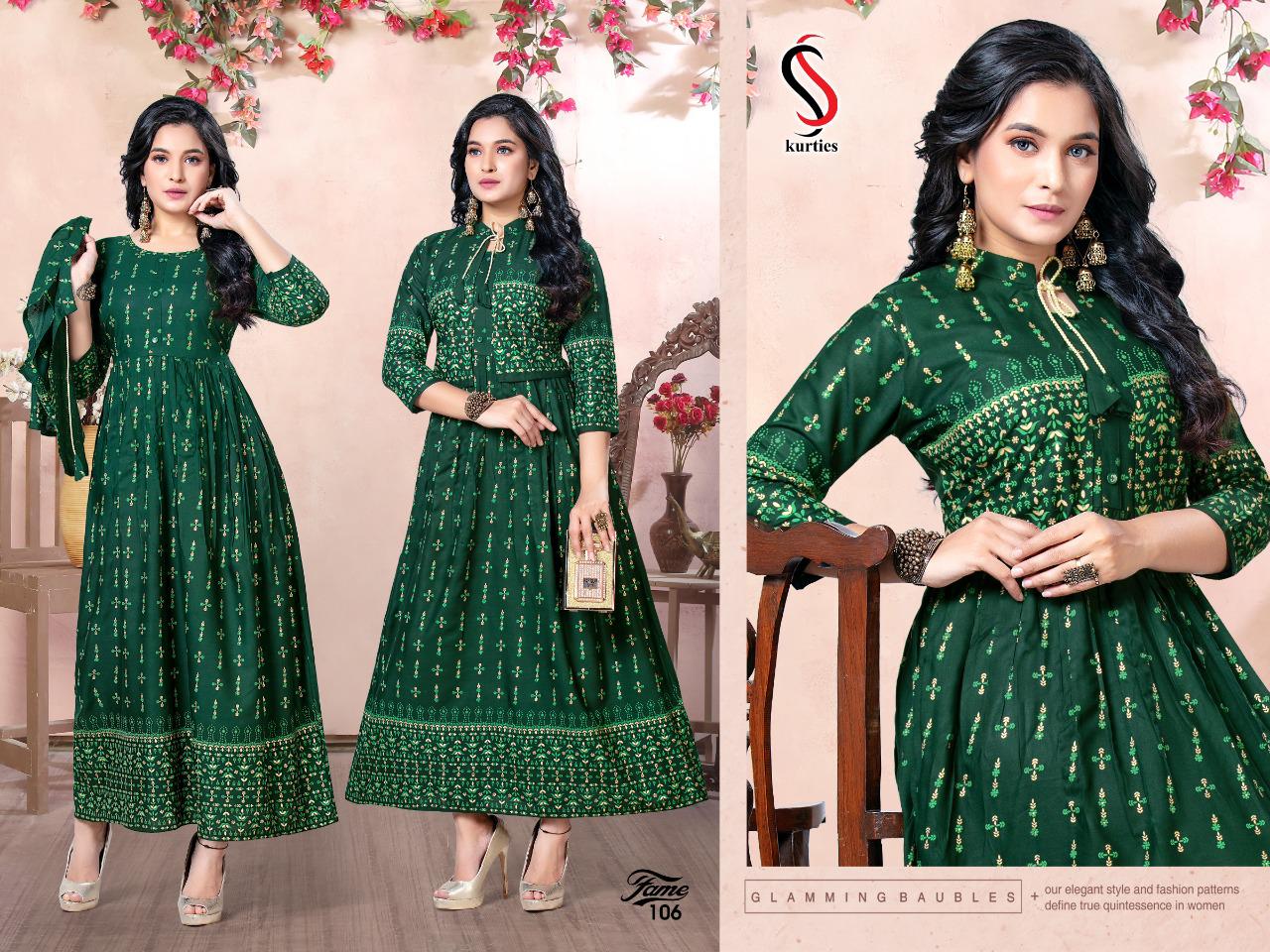 Ss Kurtis Flame Latest Fancy Ethnic Wear Designer  Rayon Printed Kurtis Collection